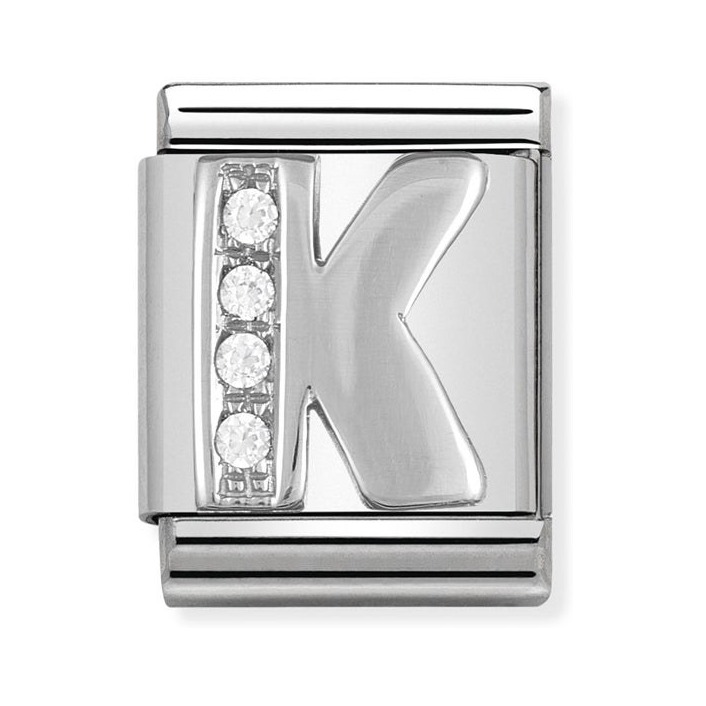 Nomination Composable Big Charm Buchstabe K - Silber 925, Zirkonia