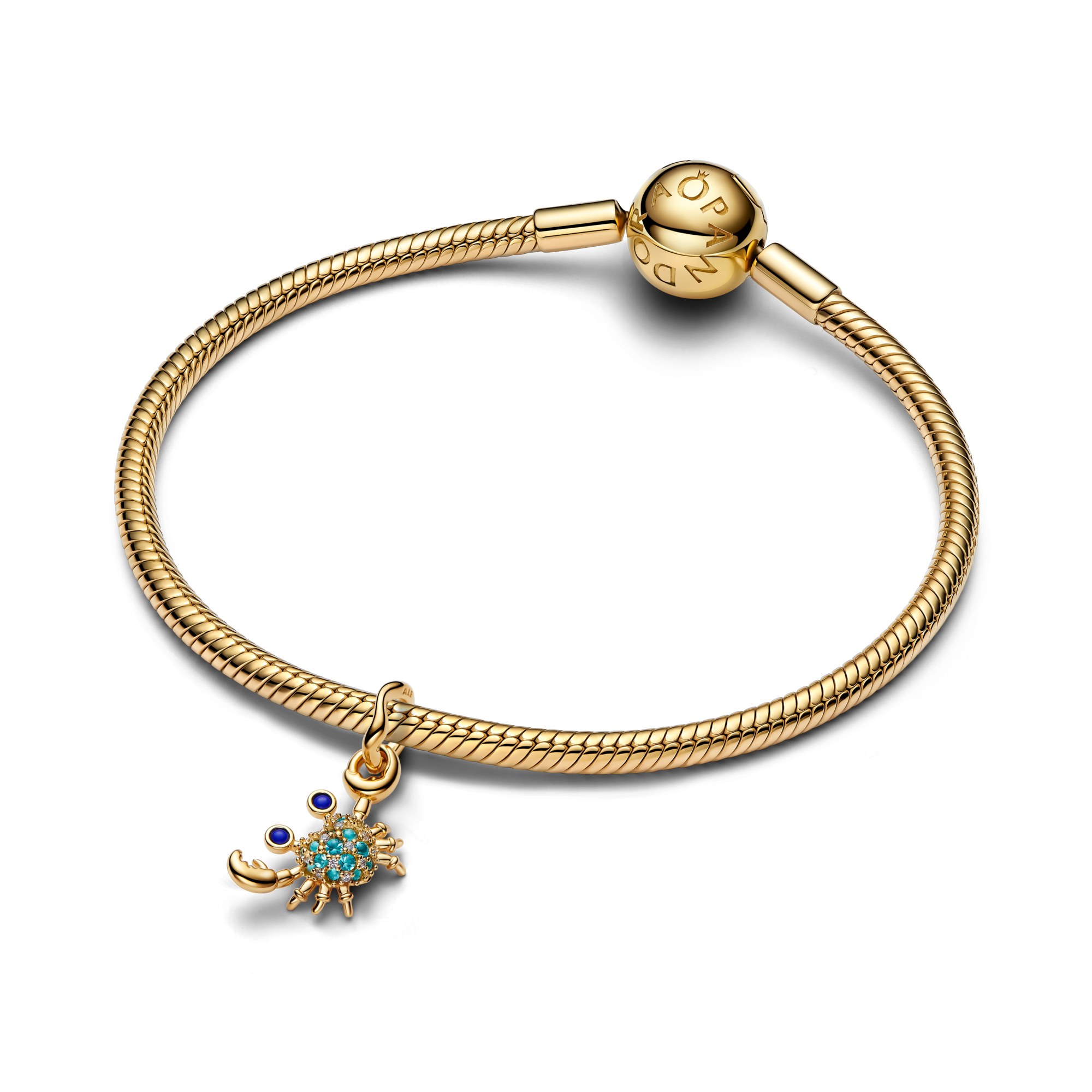 Pandora Krabben-Dangle-Charm Steinmix - Blau - Gelbgold Vergoldung – Ansicht 2