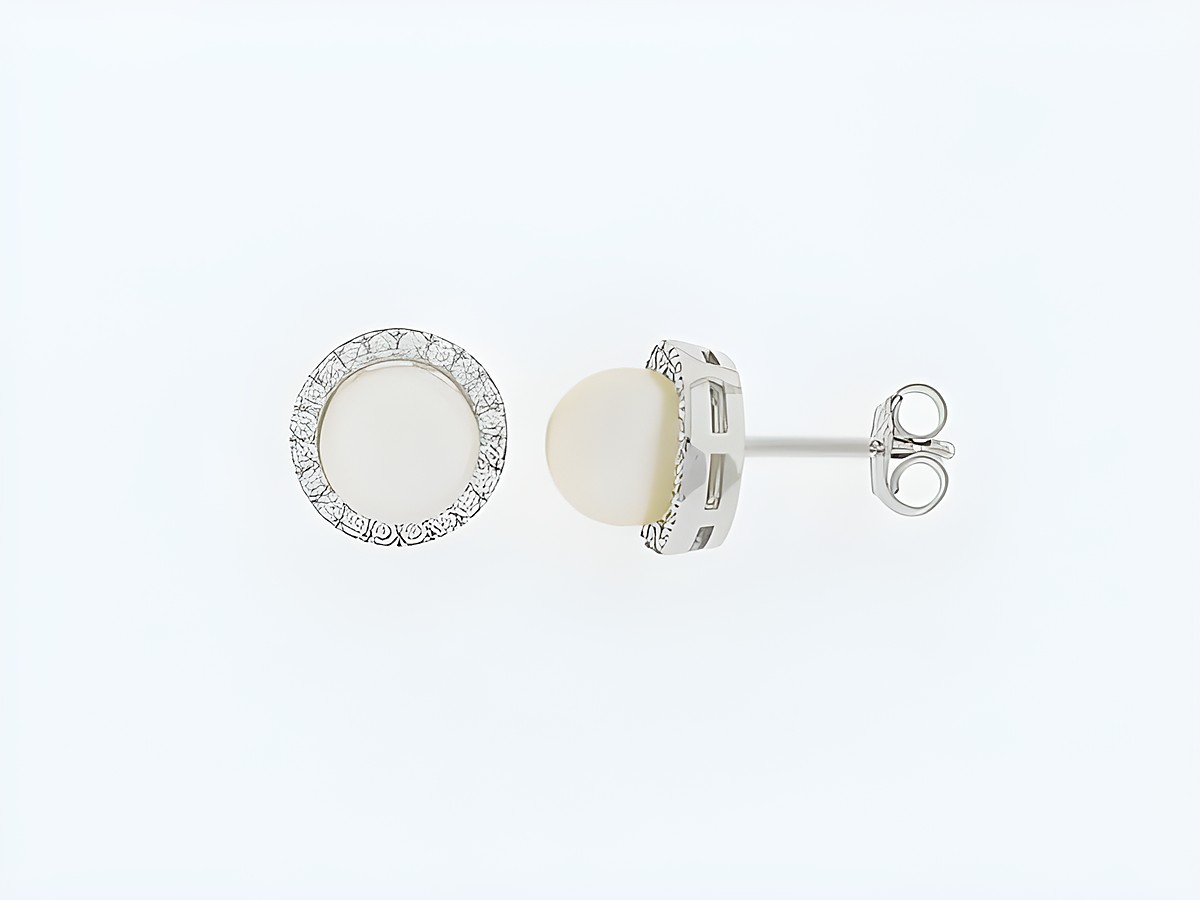 Silber Ohrringe rund aus edlem Süßwasser Zuchtperle mit Zirkonia vom Hersteller Juwelier Harnisch, in elegantem Design, ideal für besondere Anlässe.