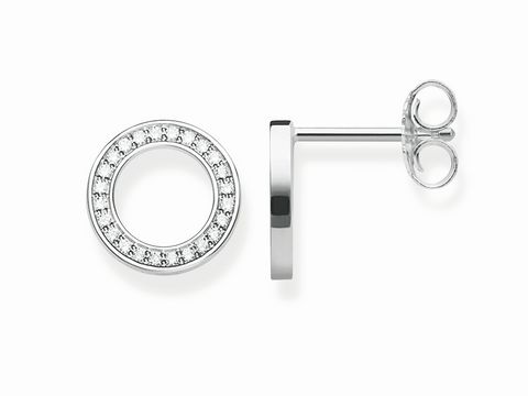 41610312-0 Ohrstecker von Thomas Sabo in Silber mit weißem Zirkonia-Kreis, modisches Design für eleganten Ausdruck. Ideal für jeden Anlass und leicht zu kombinieren.