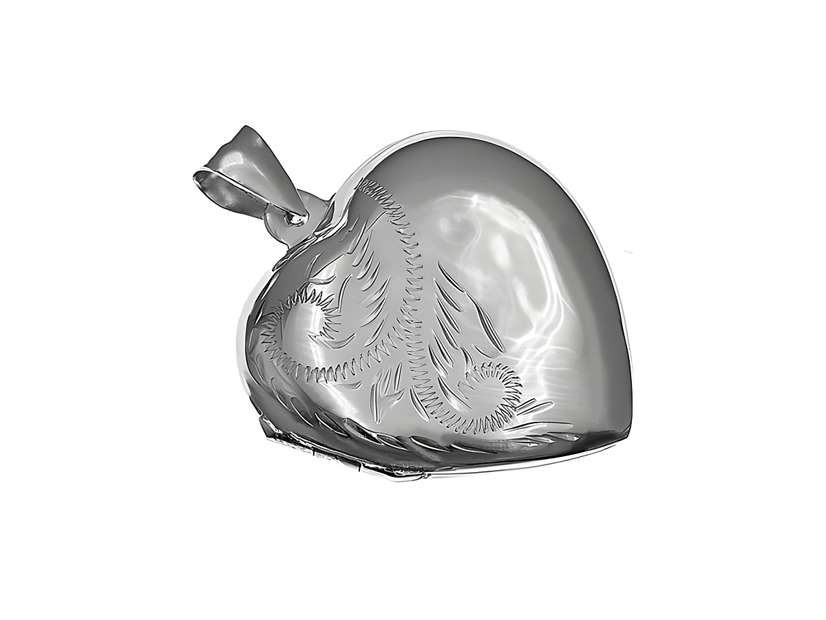 Medaillon Herz mit Ranke in Silber, ausdrucksstark gestaltet, Hersteller Juwelier Harnisch, eignet sich perfekt als Schmuckstück für besondere Anlässe oder als liebevolles Geschenk.