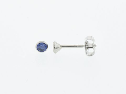 Silber Ohrringe in Kelchform mit Zirkonia in Blau, Durchmesser 3,3 mm, Stecker-Design, hergestellt von Juwelier Harnisch, ideal für eleganten Schmuck.