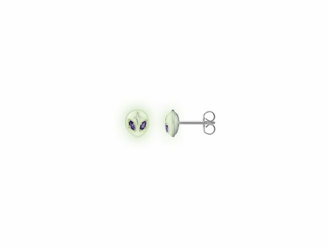 Thomas Sabo Ohrstecker H2274-041-13 aus Silber und Emaille in violett mit Zirkonia im Alien-Design leuchtend, perfekte Ergänzung für einen ausgefallenen Look.