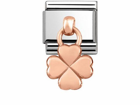 Eleganter Anhänger in Form eines Kleeblatts aus Edelstahl und Roségold, hergestellt von Nomination, ideal für Schmuckliebhaber.