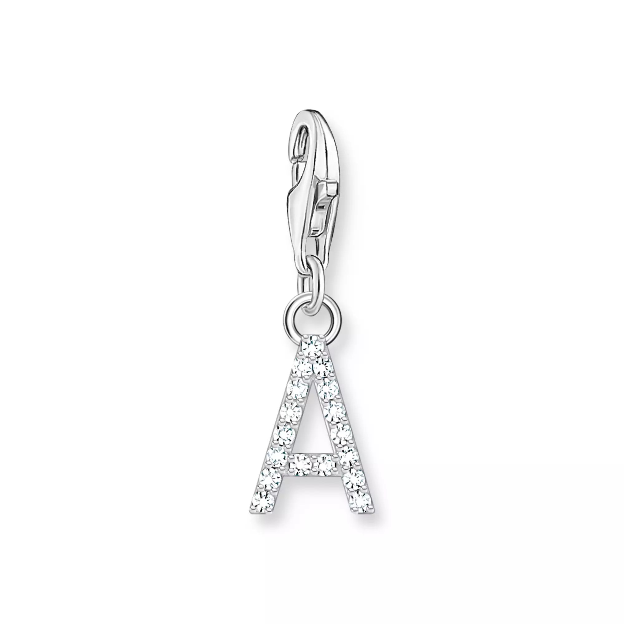 Thomas Sabo Charm-Anhänger - funkelnder Buchstabe A - Silber & Zirkonia - Weiß