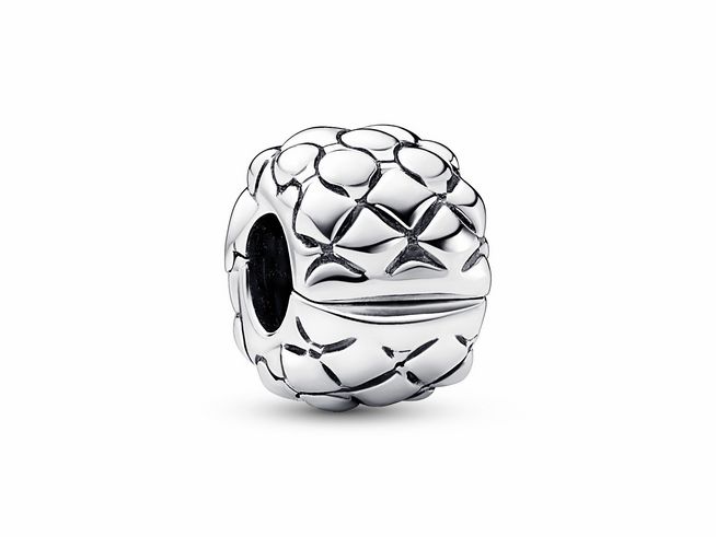 Pandora 792746C00 Clip-STOPPER Charm mit Nieten aus Sterling Silber, detailreiche und glänzende Oberfläche, ideal zum Gestalten von Armbändern, elegantes und zeitloses Design.