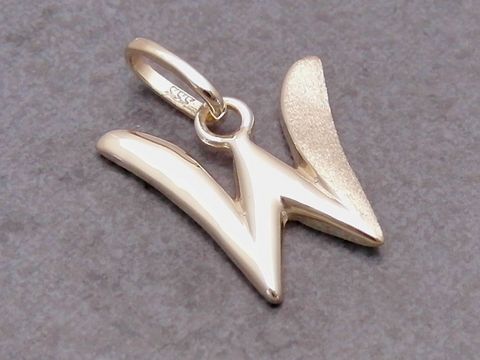 W-Buchstaben Anhänger teilmattiert aus Gold 333, gefertigt vom Juwelier Harnisch, mit elegantem Design und hochwertiger Verarbeitung. Ideal als persönliches Schmuckstück.