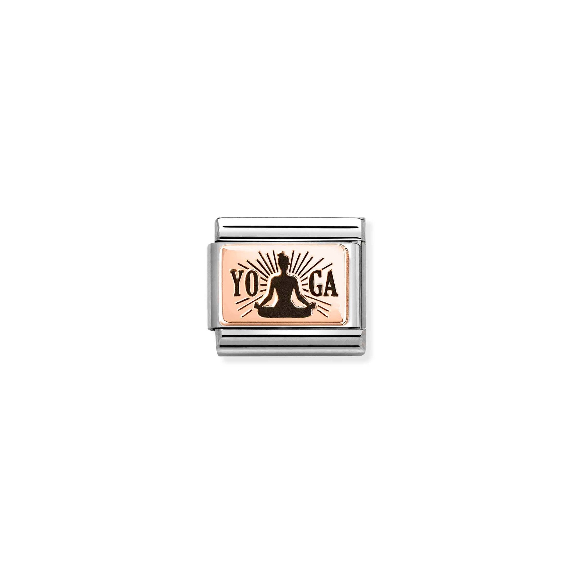 Nomination CLASSIC Element - Plättchen aus Roségold Gravur - Yoga Lotossitz – Ansicht 2