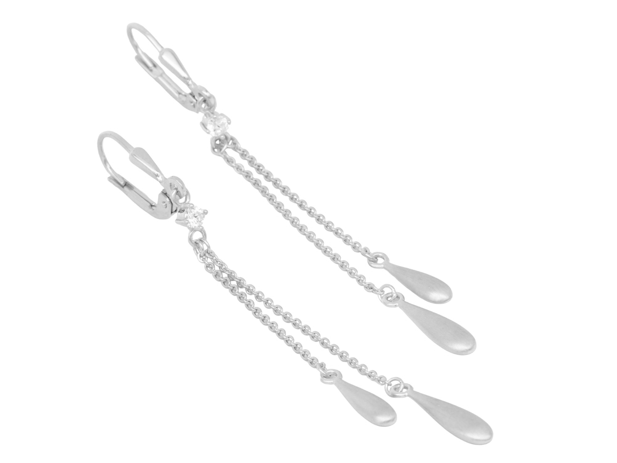 Ohrring Pendel Eleganz Ohrhänger - Sterling Silber poliert rhodiniert - Zirkonia