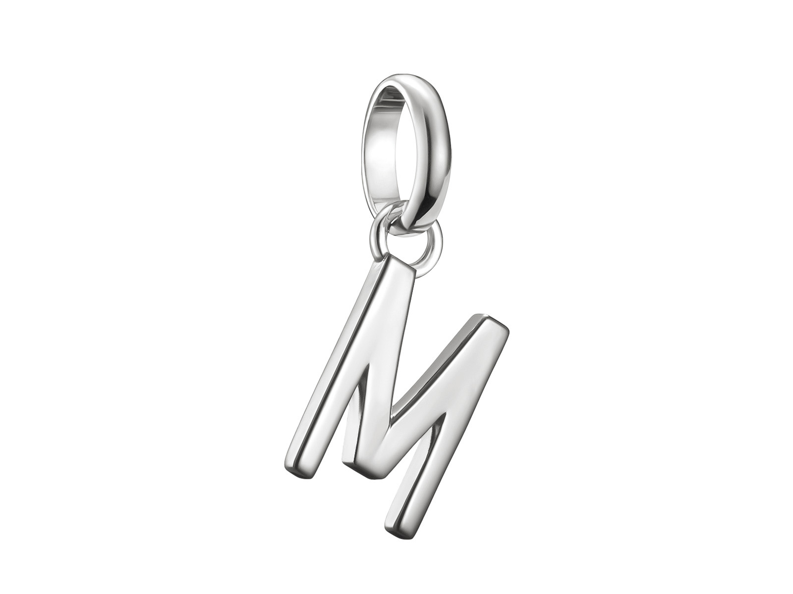 Buchstabe M Charm aus Silber mit Öse, designed von Thomas Sabo, elegant und modern, ideal für individuelle Schmuckkreationen im Charm Club CONNECT.