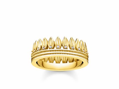 Thomas Sabo TR2282-414-14-56 Ring aus Silber und Gelbgold mit weißen Akzenten, Größe 56, ausdrucksstarkes Design mit zarten Details und funkelnden Elementen.