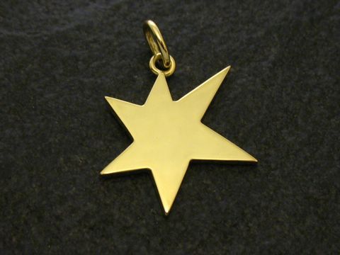 47214-0 Stern Anhänger aus Gold 750, hergestellt von Juwelier Harnisch, in Form eines stilisierten Sterns, ideal für Schmuckliebhaber und als besonderes Accessoire.