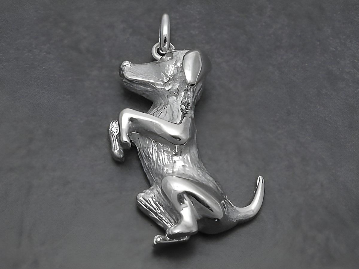 Silber Anhänger Hund - Dog - sehr niedlich, Hersteller: Juwelier Harnisch, Tiere, detailreich gestalteter Hund in aufrechter Pose, ideal für Tierliebhaber und Schmuckliebhaber.