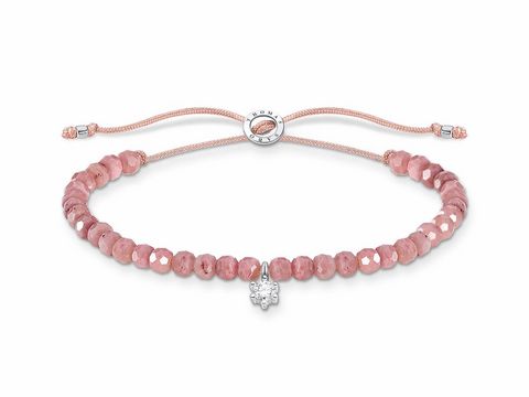 Armband von Thomas Sabo aus der Charming Collection, Mix & Match, in Silber und Nylon mit Zirkonia, 13-20 cm, in Rosa mit funkelndem Anhänger, stilvolles Accessoire für jeden Anlass.