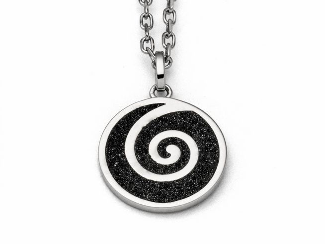 Sterling Silber Anhänger in Form einer spiralförmigen Lavasand-Dekoration auf Kette, elegant und modern, ideal als Schmuckstück für jeden Anlass.