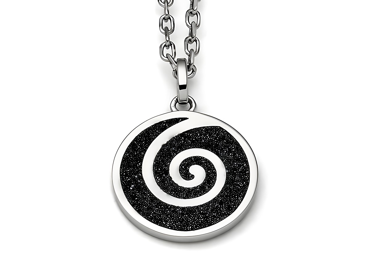 Sterling Silber Anhänger in Form einer spiralförmigen Lavasand-Dekoration auf Kette, elegant und modern, ideal als Schmuckstück für jeden Anlass.