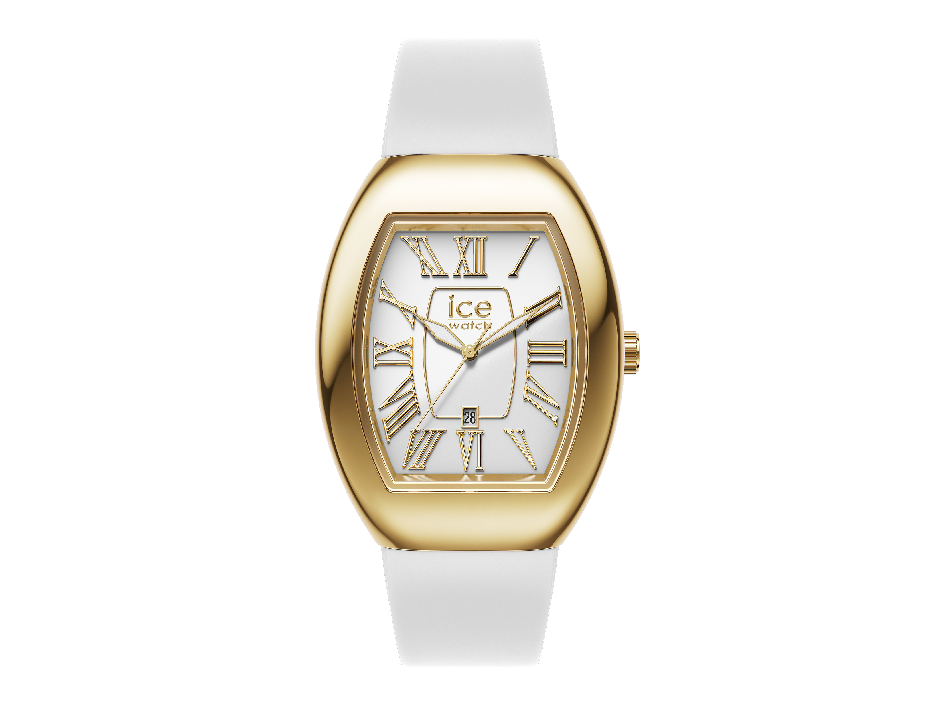 Ice Watch 024049 ICE boliday Uhr in Weiß mit goldfarbenem Gehäuse und klassischen Ziffern, elegantes Design für modische Akzente, Hersteller Pandora, Neuheiten.