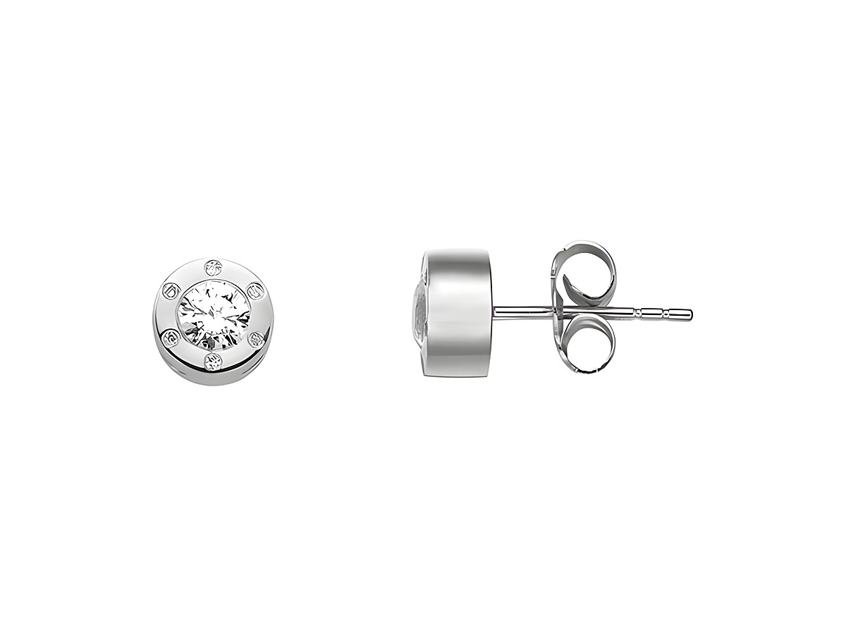 Xenox Weißgold Ohrringe XG4442 aus 375 Weißgold mit funkelndem Kristall und umgebenden Zirkonia, elegantes Design für stilvolle Anlässe. Echt Gold Ohrschmuck von Xenox.