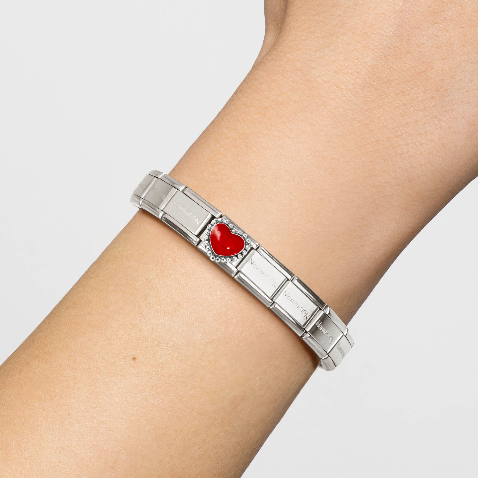 Nomination CLASSIC Element - oxidiertes Sterling Silber - Emaille - Gewölbtes Herz - Rot – Ansicht 3