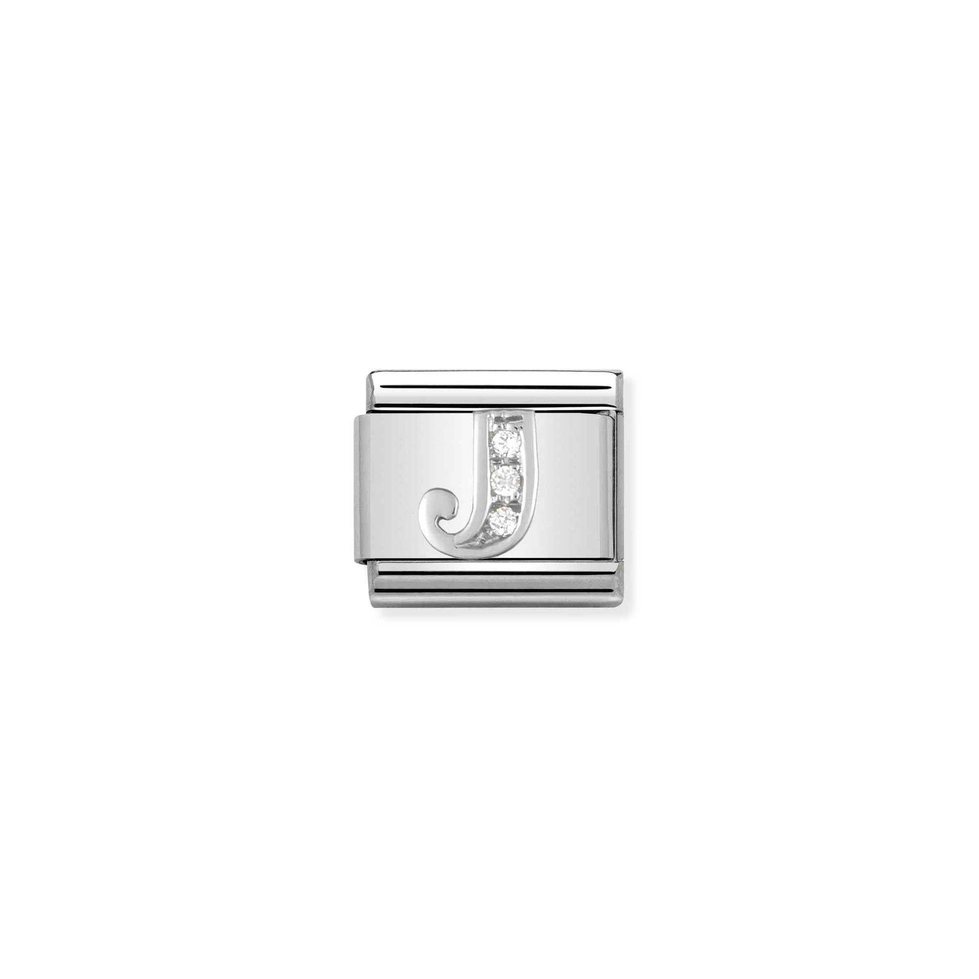 Nomination Composable Classic Charm Buchstabe J - Edelstahl, Sterling Silber, Zirkonia