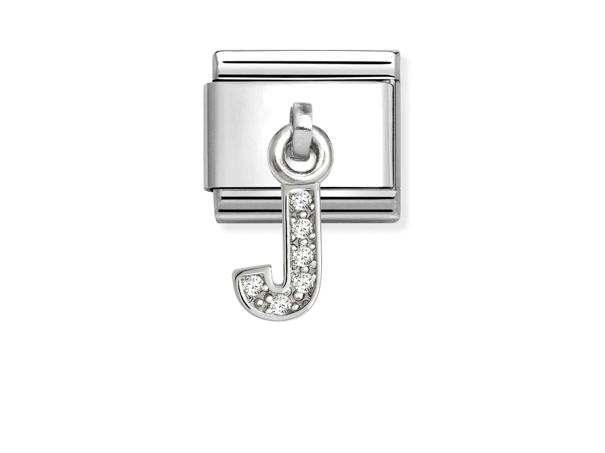 Sterling Silber Charm in Form des Buchstabens J, verziert mit funkelndem Zirkonia, von Pandora, moderne Neuheit, ideal für persönliche Armbänder und als Geschenk geeignet.