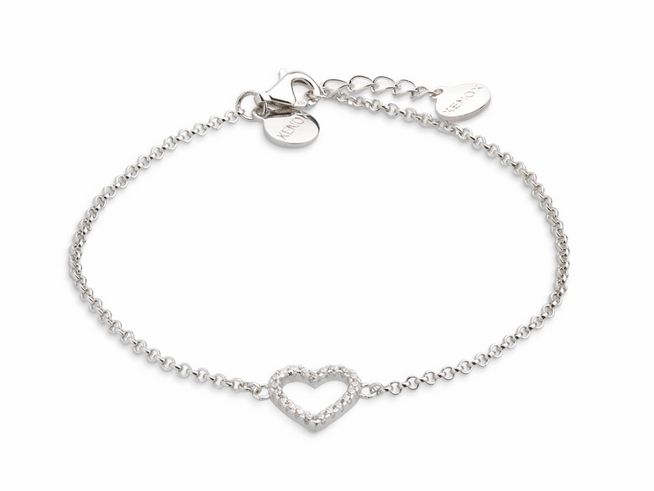 27000780-0 Xenox Sterling Silber Armband XS2784 15-20 cm LOVE STORY Ankerkette mit einem schlichten Herz aus funkelnden Steinen auf eleganter Gliederkette, ideal für besondere Anlässe.