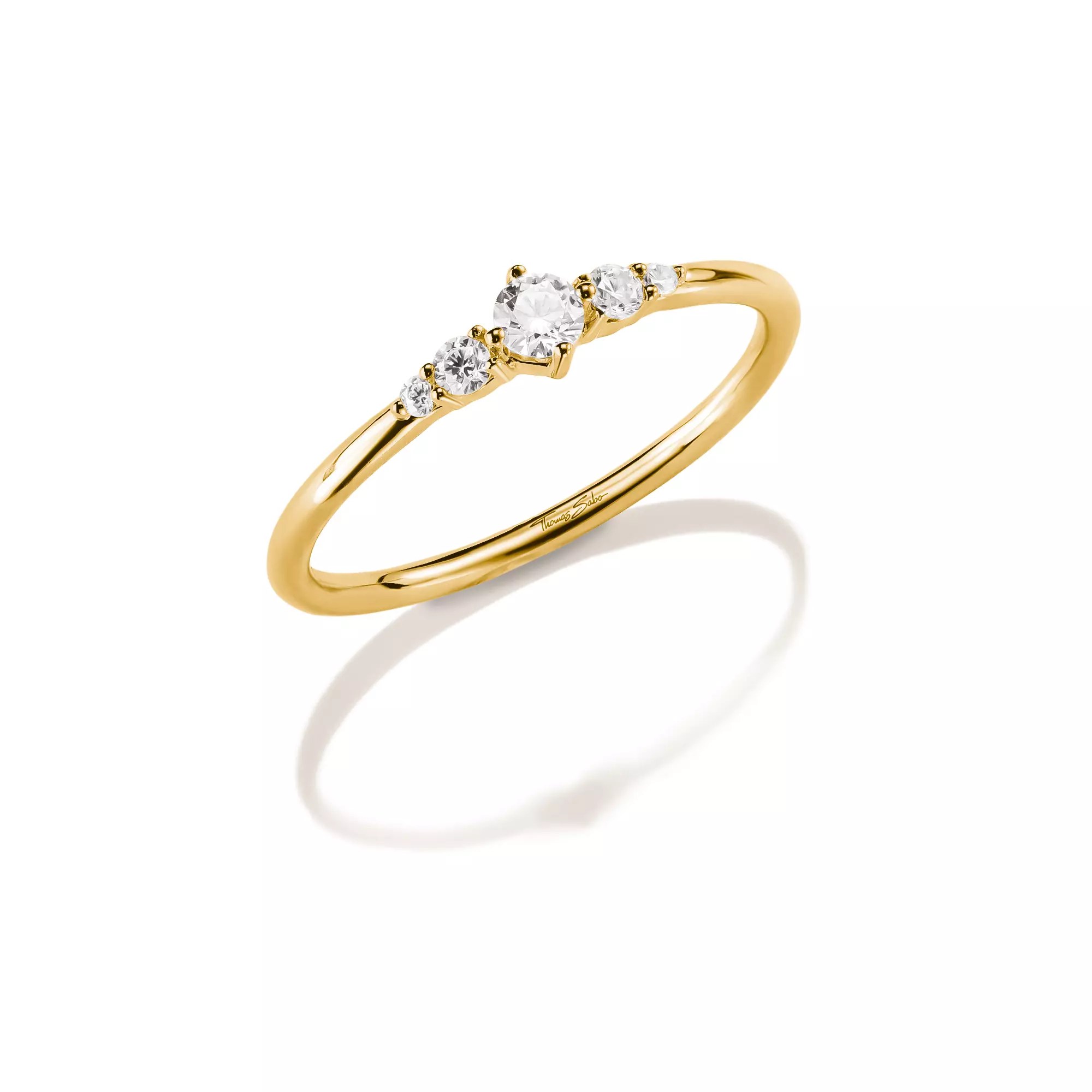 Thomas Sabo Ring mit weißem Zirkonia – vergoldet – 4 mm hoch