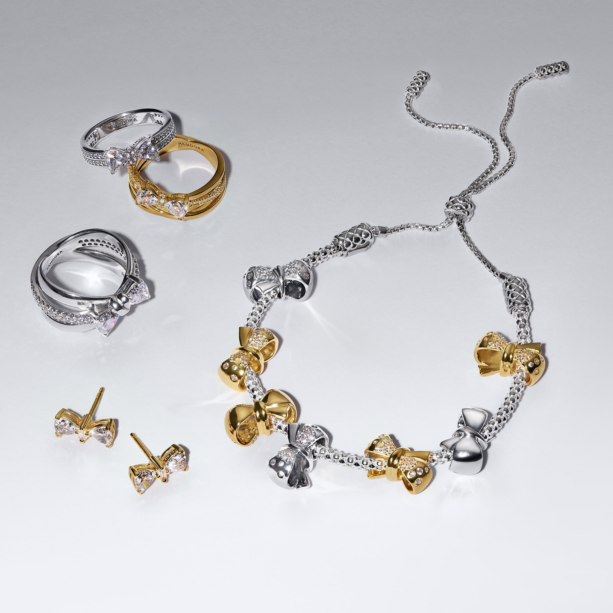 Pandora Schleife - Gelbgold verg. Ring mit klarem Zirkonia – Ansicht 3