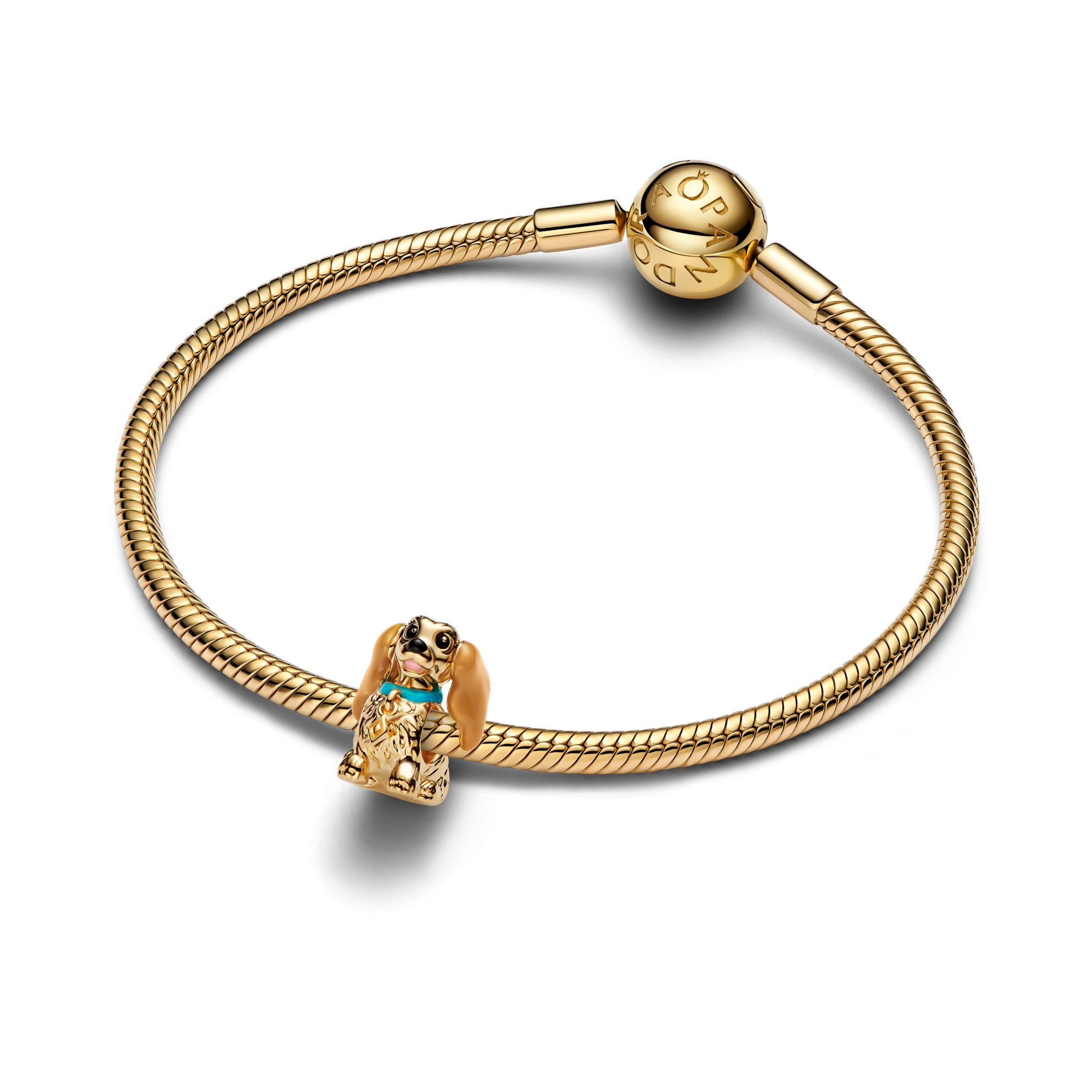 Pandora Disney Susi & Strolch Susi Charm - Gelbgold Vergoldung auf Metalllegierung - Emaille Blau – Ansicht 2