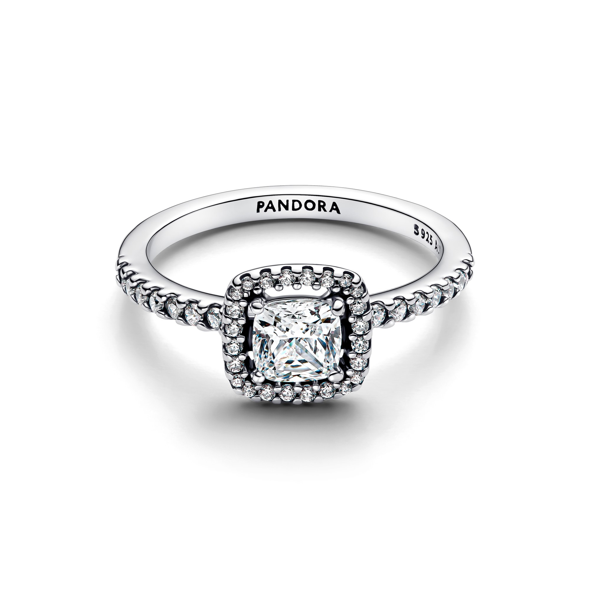 Pandora Funkelnder Quadratischer Strahlenkranz Ring - Sterling Silber - Zirkonia – Ansicht 2
