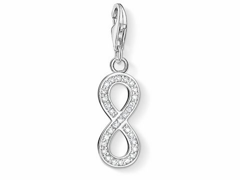 41606581-0 Eternity Charm von Thomas Sabo aus Sterling Silber mit Zirkonia in Weiß, symbolisiert ewige Liebe und Unendlichkeit in elegantem Design. Ideal für jedes Charm-Armband.