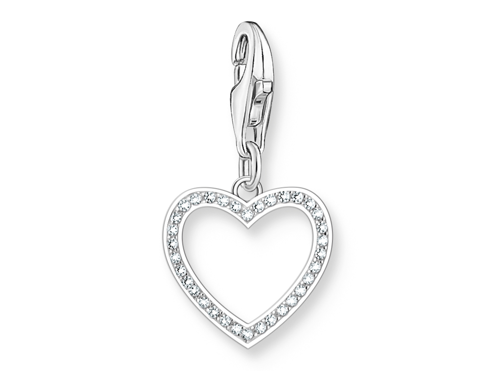 Charm-Anhänger in Herzform von Thomas Sabo aus der Kollektion As We Love, verziert mit funkelnden Zirkonia, glänzend und filigran, ideal für persönliche Schmuckstücke, Neuheit.