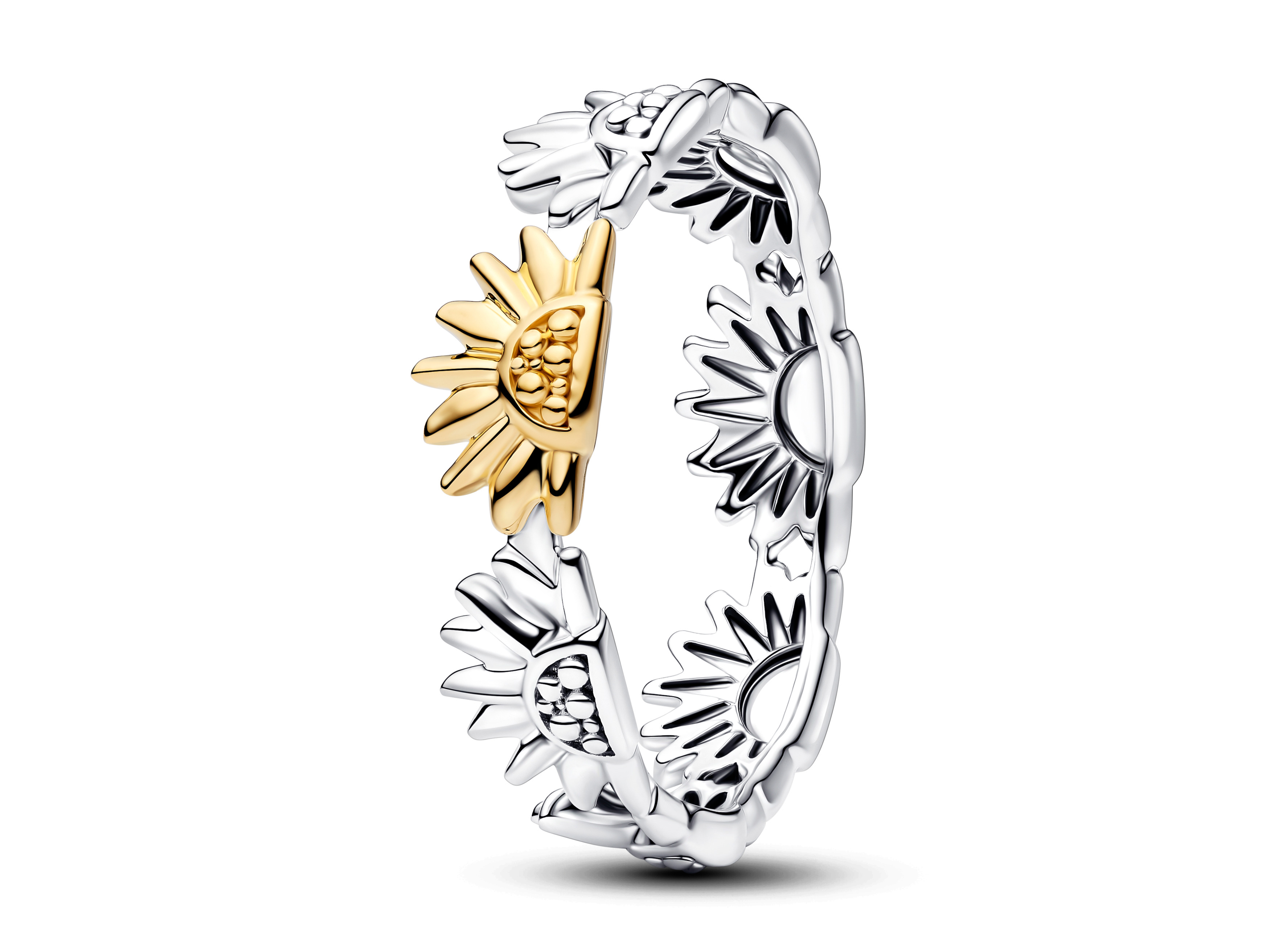 Pandora 164702C00-60 - Sonnenblumen-Zweifarb-Bandring Gr. 60 - Gelbgold Vergoldung