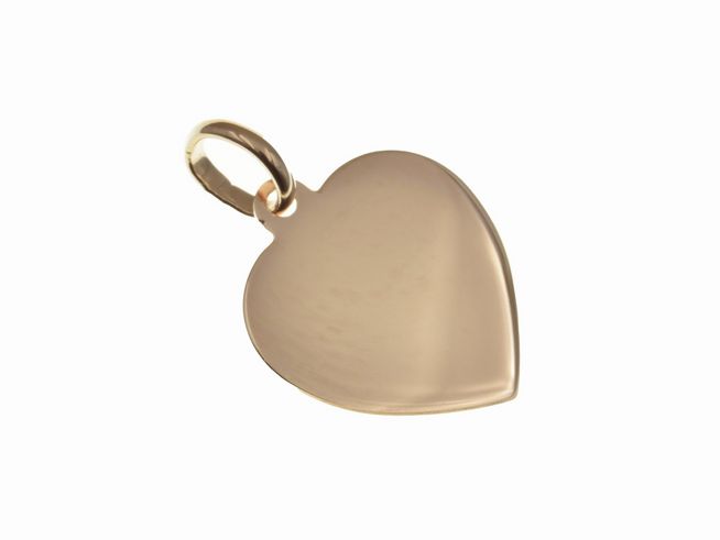 Gravurplatte Herz Anhänger in 1,7 cm aus Sterling Silber, roségold vergoldet, schlichtes Design, Hersteller Juwelier Harnisch. Ideal für persönliche Gravuren.