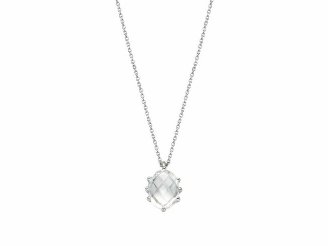 Xenox Weißgold Kette XG4445 in 42 cm Länge, feine Karreekette aus 375 Weißgold mit einem eleganten Anhänger, ideal für stilvolle Anlässe und als modisches Accessoire.