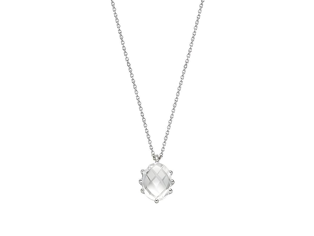 Xenox Weißgold Kette XG4445 in 42 cm Länge, feine Karreekette aus 375 Weißgold mit einem eleganten Anhänger, ideal für stilvolle Anlässe und als modisches Accessoire.