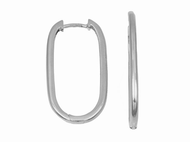 Creolen modern 3 cm aus 925 Sterling Silber, poliert und rhodiniert, von Juwelier Harnisch, zeigen eine schlichte elegante Form mit bis zu 45 mm Durchmesser.