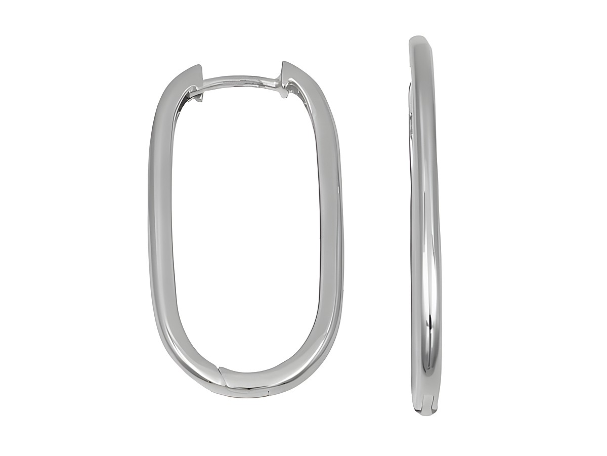 Creolen modern 3 cm aus 925 Sterling Silber, poliert und rhodiniert, von Juwelier Harnisch, zeigen eine schlichte elegante Form mit bis zu 45 mm Durchmesser.