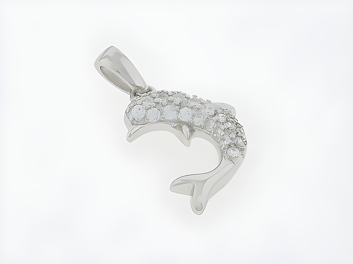 Silber Anhänger in Form eines süßen Delfins, verziert mit klaren Zirkonia, vom Hersteller Juwelier Harnisch, ideal als Schmuckstück für Tierliebhaber.