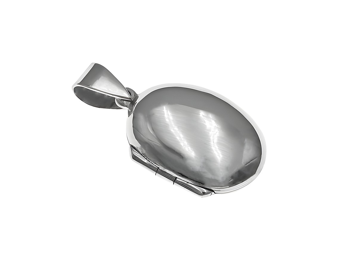 Medaillon Oval - Silber - gewölbt, mit glatter Oberfläche und glänzendem Finish, Hersteller: Juwelier Harnisch, ideal für persönliche Gravuren oder als elegantes Schmuckstück.