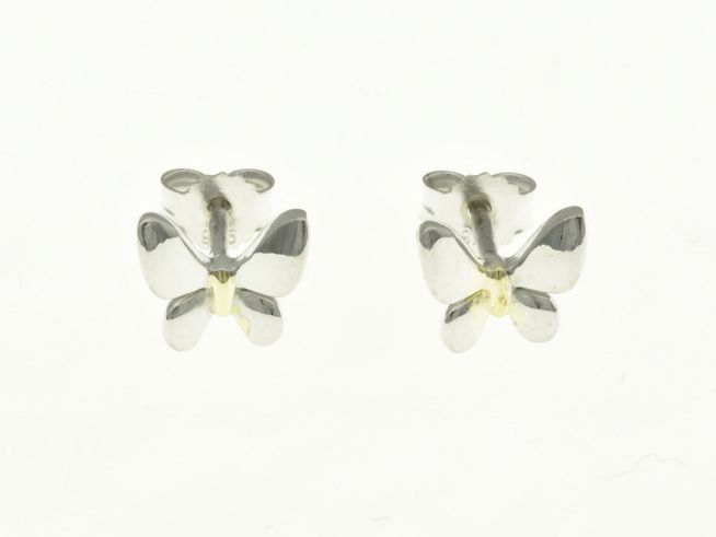 304274-0 Schmetterling Ohrstecker aus Sterling Silber Bicolor rhodiniert von Juwelier Harnisch, geeignet für Kinder, elegantes und verspieltes Design.