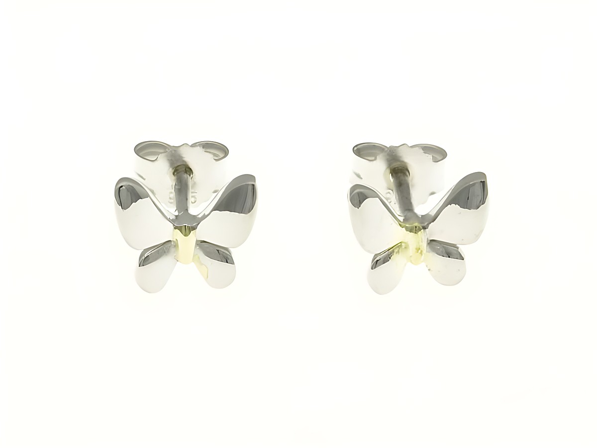 Schmetterling Ohrstecker aus Sterling Silber Bicolor rhodiniert von Juwelier Harnisch, geeignet für Kinder, elegantes und verspieltes Design.
