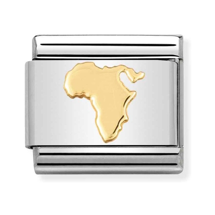 Nomination Composable Classic Charm Karte von Afrika - Edelstahl, Gelbgold