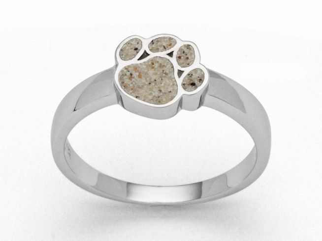 DUR Strandring Pfote R5609.56 aus Sterling Silber Größe 56 mit einem auffälligen Pfotenmotiv, das mit feinen Partikeln gefüllt ist, ideal für Tierliebhaber.
