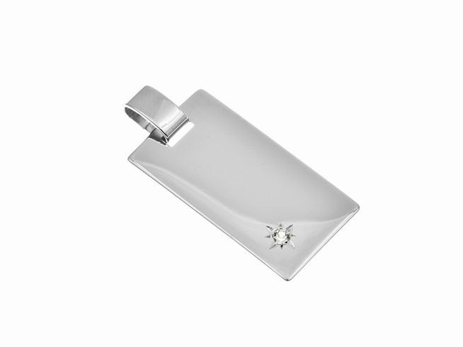 Gravurplatte mit Stein - Silber Anhänger Geschenkidee, schlichtes Design des Herstellers Juwelier Harnisch, ideal für persönliche Gravuren und besondere Anlässe.