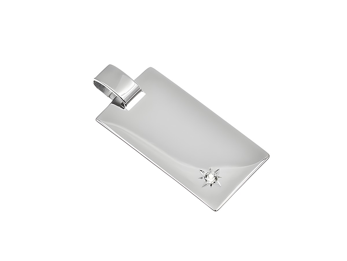 Gravurplatte mit Stein - Silber Anhänger Geschenkidee, schlichtes Design des Herstellers Juwelier Harnisch, ideal für persönliche Gravuren und besondere Anlässe.