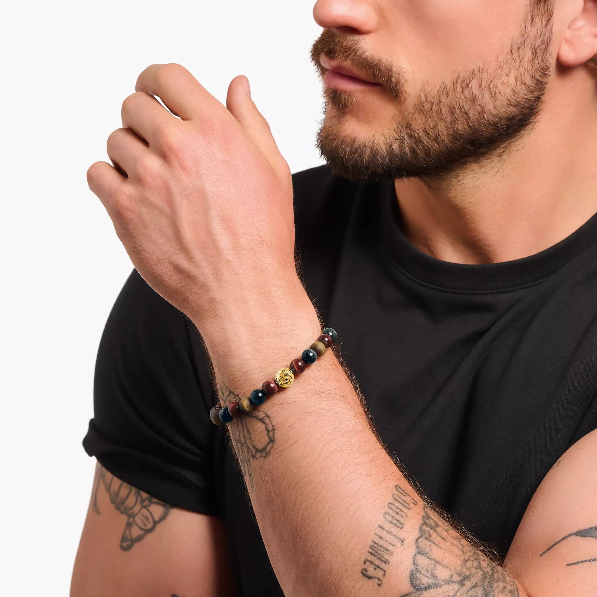 Thomas Sabo Armband - Beads - Silber Gelbgold verg. & Tigerauge & Zirkonia - braun - 16 cm – Ansicht 2