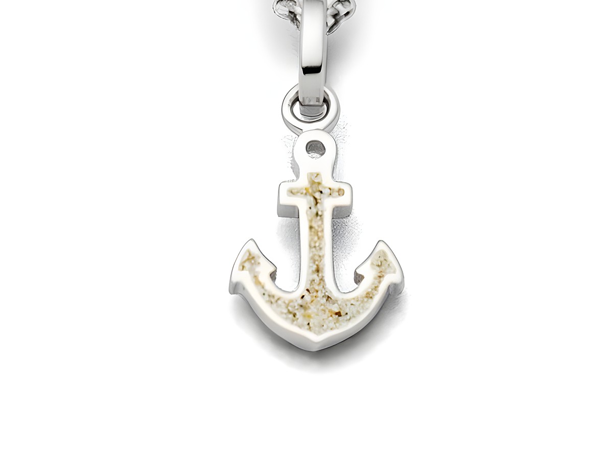 DUR Kette Hoffnung 2.0 mit einem Anhänger in Ankerform aus Sterling Silber, verziert mit glitzernden Elementen, elegant und zeitlos, Länge 45cm, perfekt für jeden Anlass.