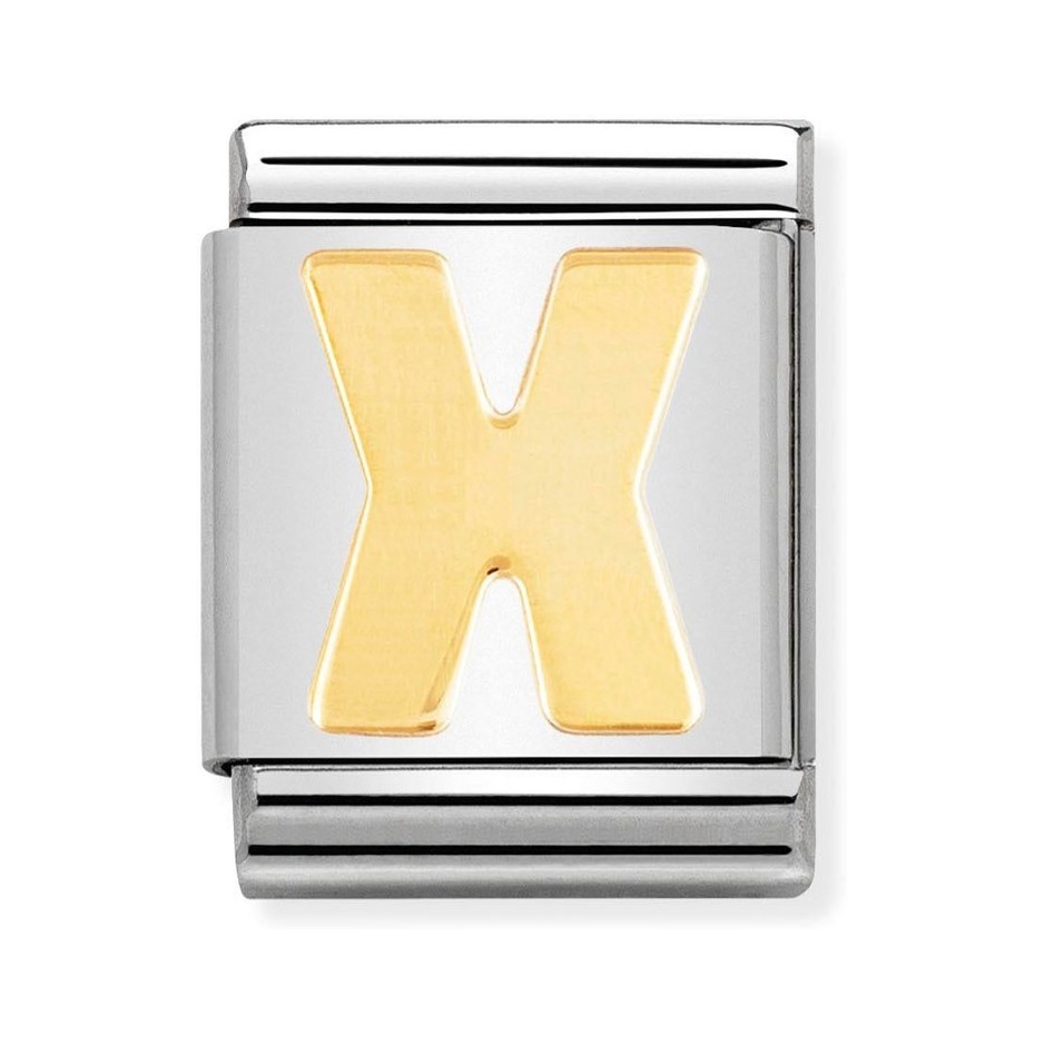 Nomination Composable Big Charm Buchstabe X - Edelstahl, Gold 750 Gelbgold