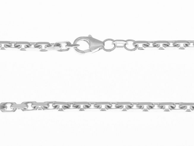 Silberkette aus Sterling Silber im Ankerdesign diamantiert, 2,9 x 2,9 mm, 40 cm lang, mit stabilem Karabinerverschluss, Hersteller Juwelier Harnisch. Ideal für eleganten Schmuck.